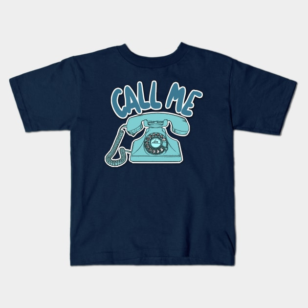 Call Me - Retro 70s Telephone Design Kids T-Shirt by DankFutura